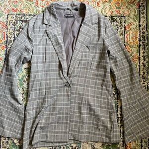 The fifth label grey plaid blazer one button with flare sleeves small